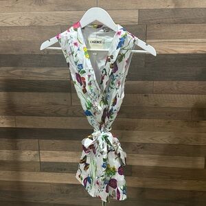 L’Agence White Floral Blazer Vest